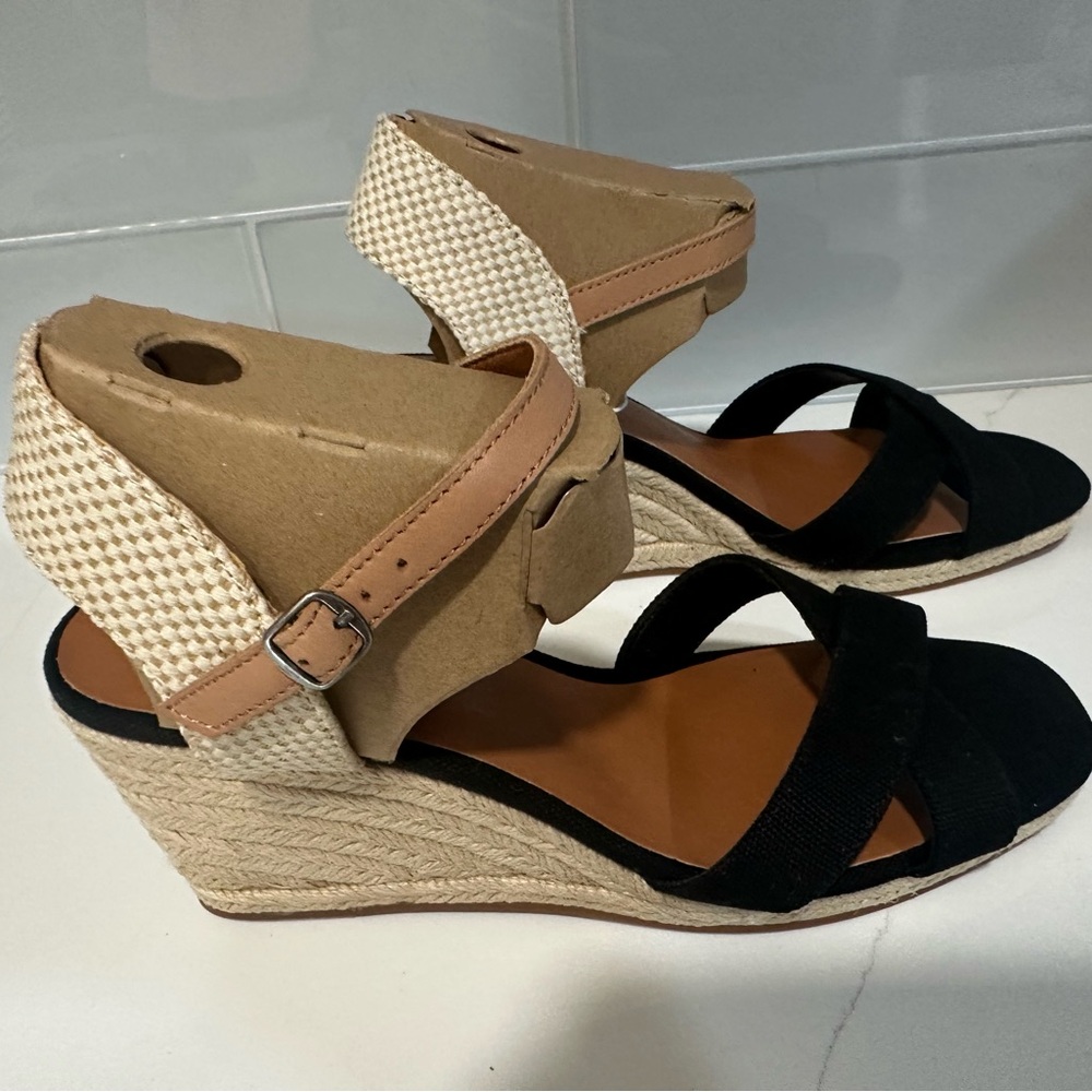 Brand New Lucky Brand Ladies Maey Lee Espadrille Wedge Sandal, Size 8, Brown - Picture 9 of 13